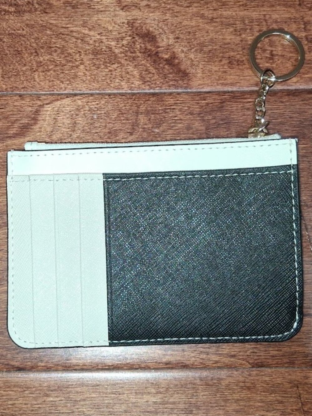 Kate Spade Cream Leather Card and Coin Holder Keychain